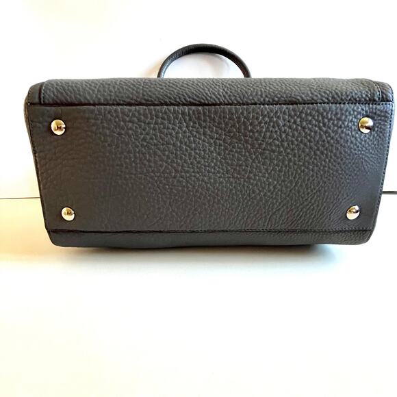 COACH Boston Style Satchel, Gray Pebble Leather Tote - Picture 9 of 13